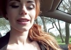 British babe Ella Hughes repays a stranger with her pussy