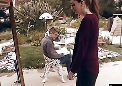 Redhead teen meets a beautiful t-girl through a mirror