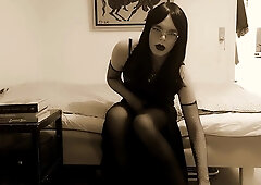 Trans Woman Morticia Addams Jerks Off In Front Of You While Youre Bound Up (sepiatone)