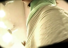 Blonde girl wears a very short skirt to attract attention