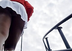 Barefaced Angel ITCHING Her Twat and BUTTHOLE in PUBLIC and Sniffing Her Finger