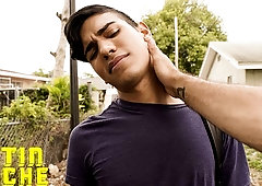 Latino hottie dressed in purple gets ass-fucked in POV