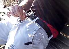 Public getting off on the beach - displaying some trunks too