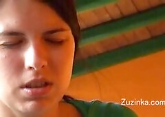 Czech girl touches herself to orgasm in a crowded restaurant (real)