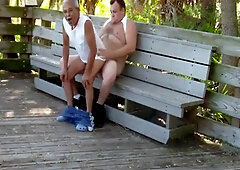 elder homosexuals have fuck-a-thon in public park (First-Timer Romp, Unexperienced Hump)