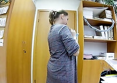 Bodystocking Flashing in the Office - Teaser