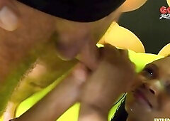 Daphne’s first time at GGG. The “Girl next door” type practicing her sperm swallowing skills and she can do it very well!