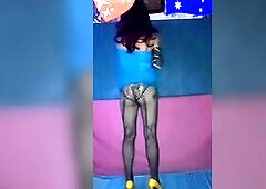 My hot blue costume and fishnet hose teaser