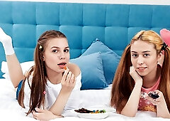 Lana Rose and MSour are enjoying their double-headed dildo