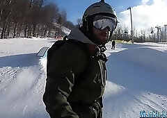 Dude Wanking After Day of Skiing