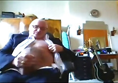 Suited Grandpa Cum On His Pants 2