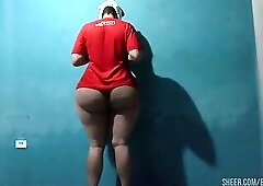 Tranny with a big ass bent over.