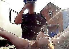 Fake Cop - Unfaithful redhead girlfriend gets the full length of a policemans big penis inside her