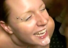 This sexy amateur loves nothing more than a good bukkake session, and she's not afraid to show it! Her see-through outfit gives a glimpse of what