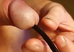 Male amateur loves BDSM and torturing his cock while masturbating