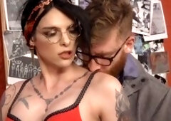 Shemale Chelsea Marie gives her office playmate a wild anal experience