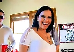 College guys get boned by Diamond Kitty, Abella Anderson & Alexis Fawx at wild orgy party