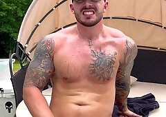 Warm 4gayfans parent faps off by public pool