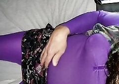 I got in my nylon hose tights leotard and miniskirt. I fondle myself all over. I lazily cover my nylon overspread penis feet and shoes in gel. It feel