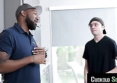 CUCKOLD SESSIONS - Brunette hair Lizzie Love Cucks Hubby with Sexy Handyman
