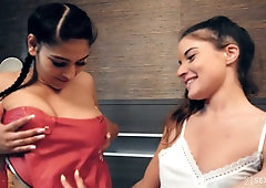 Pajama party ends up with anal toying for lovely teen Anita Bellini