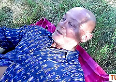 Brunette woman with glasses gets fucked by old fart