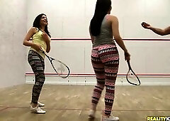 What begins as a facile squash lesson becomes much greater quantity interesting. Renato is teaching Valentina and Henessy, 2 nice-looking, brunette ha