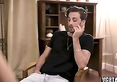 Sly BF manipulates teen and big boobs MILF stepmom into threesome