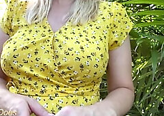 MILF wears pretty summer dress in public