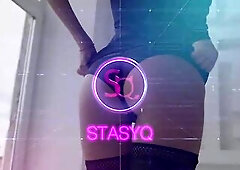 Fit, Russian blonde is working as a lingerie model, but often posing without clothes, just for fun