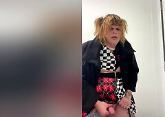 Slutty Shemale Jenny Elm Masterbates In An Office Bathroom