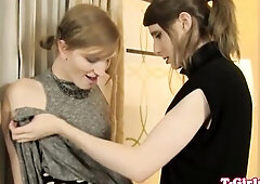 Tgirl barebacking taut butt doggy style