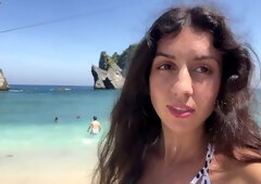 Walking With Hot Cum On My Face On A Public Beach Full Of People - Cumwalk - Katty West