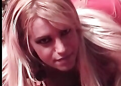 babe stunner in red corset and fishnets pops ass and cock