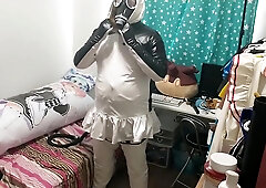 vinyl Penguin Costume Play Gasmask Breathplay Sissy Hookup Inflatable