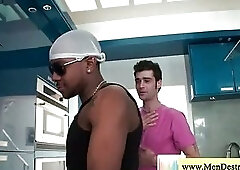 Black guy visits cute teen in his house