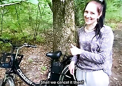 A youthful, extremely hawt brunette hair discovered herself stranded in the centre of the woods: her bike had broken down, and that babe had completel