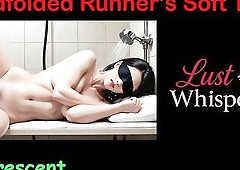 Brawny runner with soft pillowy hips gets blindfolded in a beach changing room, played with an erotic board game, then machine-drilled side-lying and 