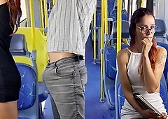 Redhead Enjoys Stranger Encounter on Public Bus