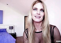 Tattooed blonde with an innocent innocent face loves rough sex