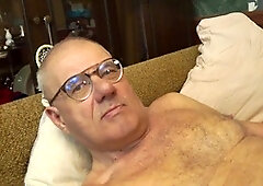 Chubby gay hubby jerks off solo while spouse is away