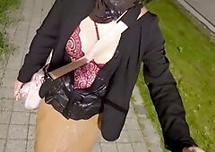 Piss nylon, crossdresser pissing pantyhose, crossdresser sissy piss