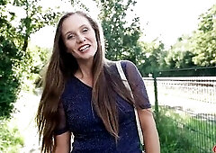 GERMAN SCOUT - Natural saggy Bazookas Hotty Riddy with hirsute Snatch get multiple Squirt Climax at Pick Up Casting