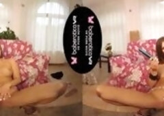 Solo girl, Jenifer Jane masturbates with a dildo, in VR