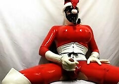 Holiday outfit for a mature shemale getting cozy with herself