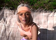 Short-haired hottie OwlCrystal gets anally fucked in the woods