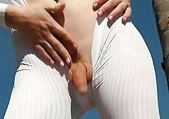 Inked shemale rides a big black dick after sucking it