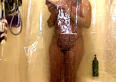 Moist bare ftm taking a long warm douche
