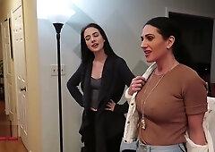 Lesbian trio engages in fetish bodypaint session with crotchless wear
