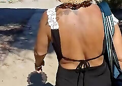 teresa jones does exhibitionism on the beach masturbates with people nearby is seen while having org